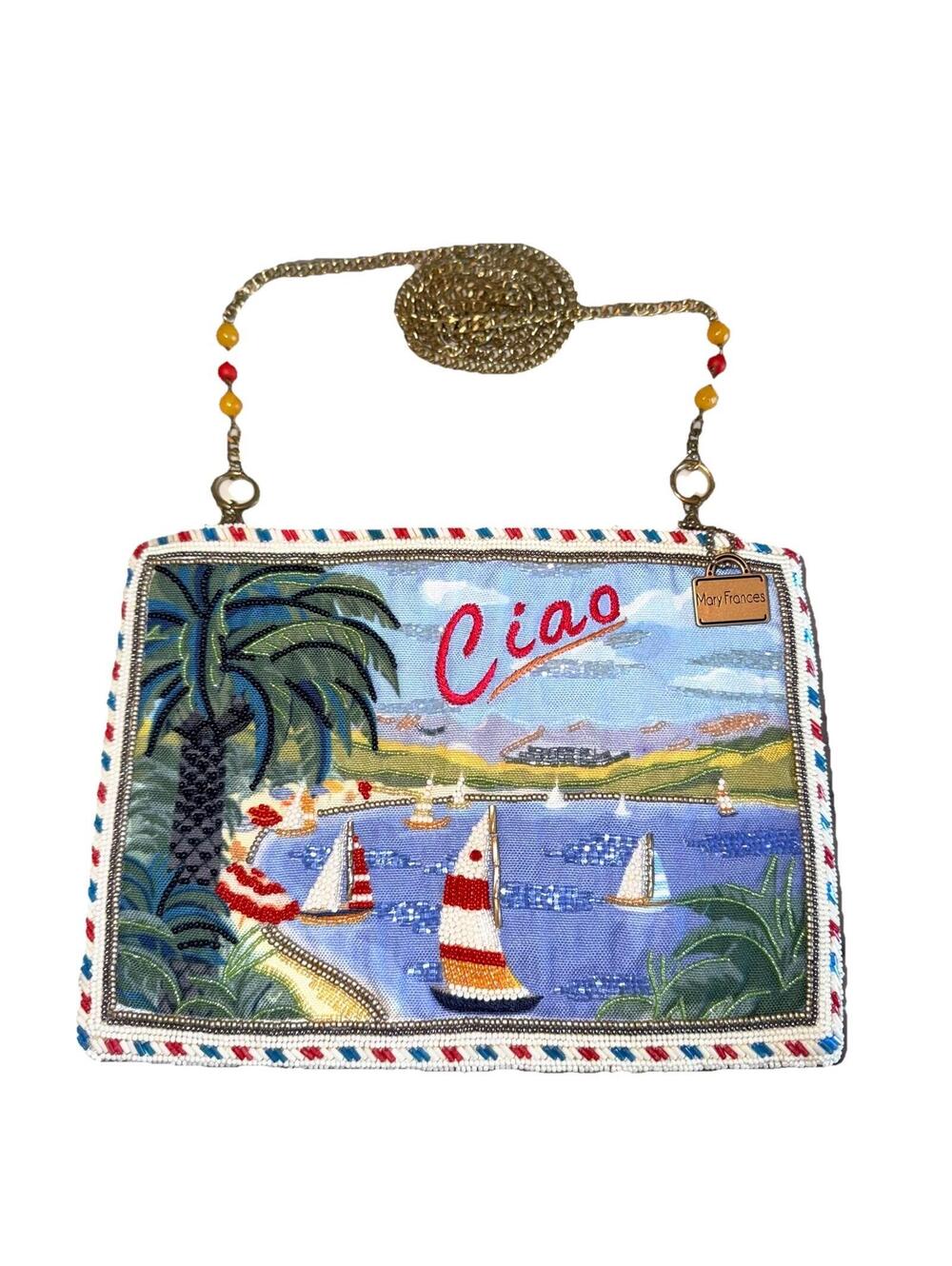 Mary Frances NWOT Ciao Postcard Crossbody‎ Handbag Clutch Sailboats Boat Yacht
